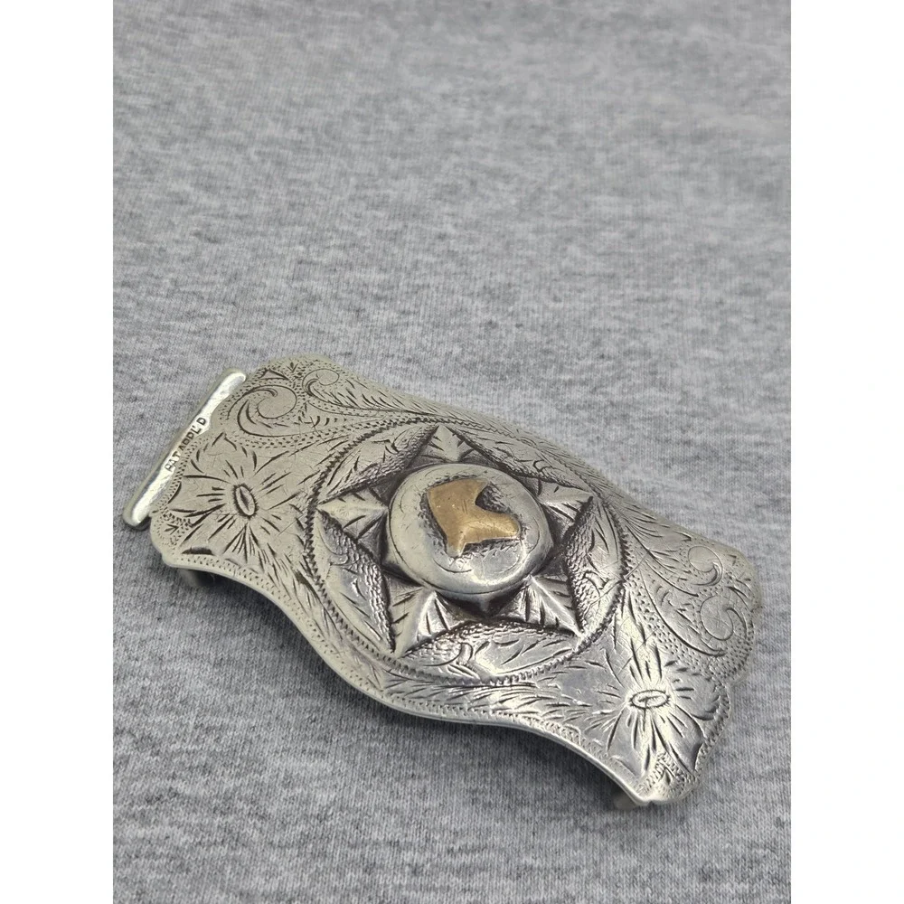 Rare Vintage Keyston Sterling Silver 14k Gold Horse Western Belt Buckle Heavy